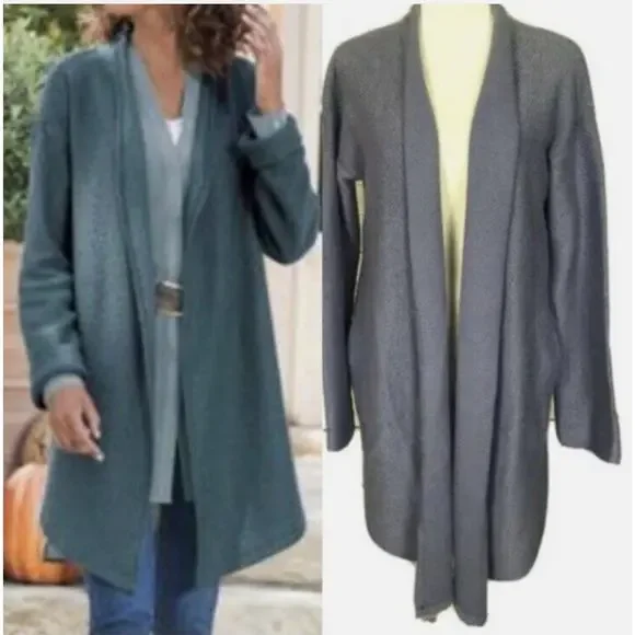 SOFT SURROUNDINGS Cozy Time Cardigan Sweater Gray Soft Shawl Lagenlook SIZE 3X - Picture 2 of 16